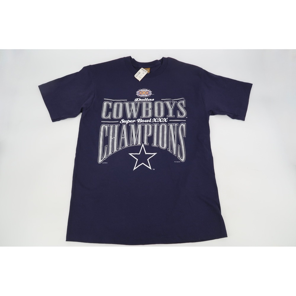 Nutmeg Dallas Cowboys T-Shirt Mens Large Navy‎ Super Bowl XXX Champions 1996